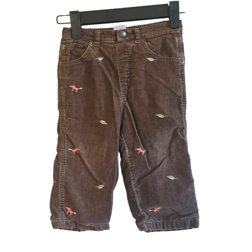 Gymboree brown corduroy fox and leaves fall pants size 18 to 24 months